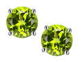 Star K Round 6mm Genuine Peridot Classic Screw Back Stud Earrings