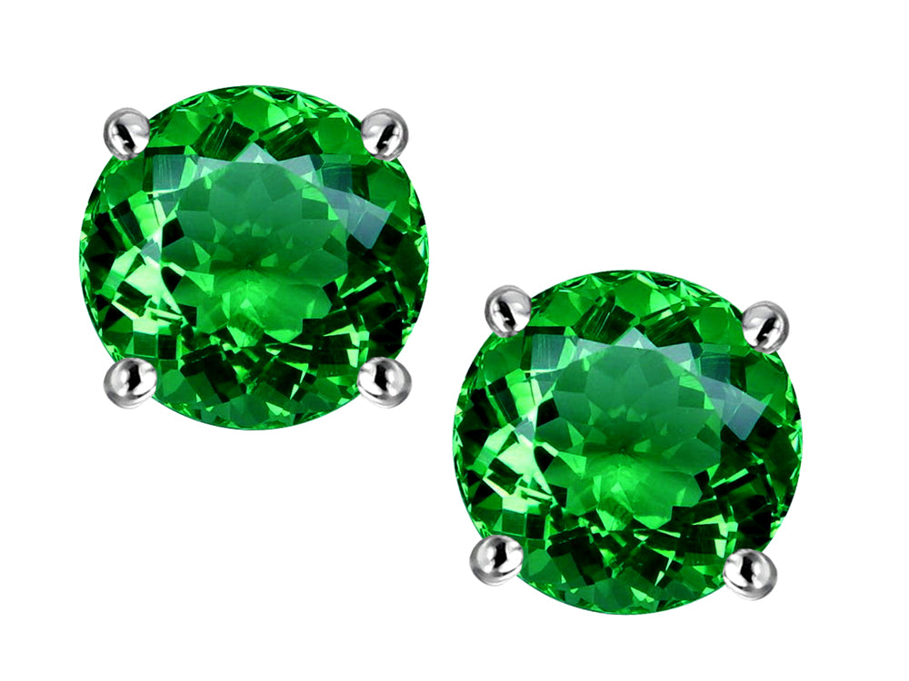 Star K Round 6mm Simulated Emerald Classic Screw Back Stud Earrings