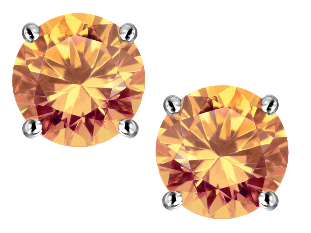 Star K Round 6mm Simulated Imperial Yellow Topaz Classic Screw Back Stud Earrings