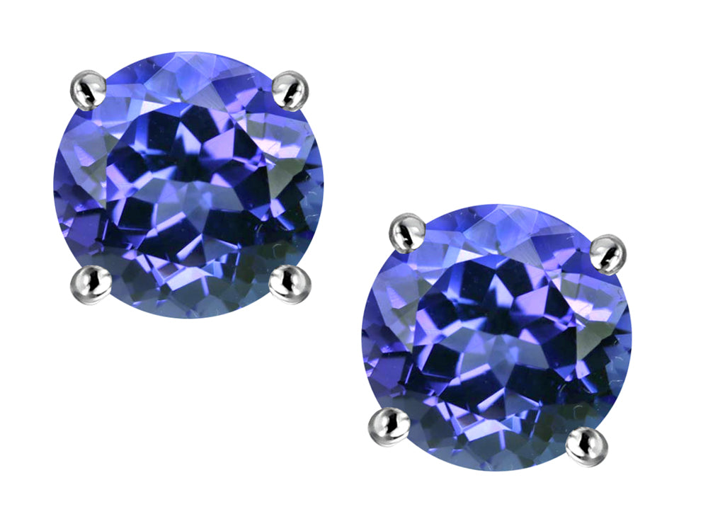 Star K Round 6mm Simulated Tanzanite Classic Screw Back Stud Earrings
