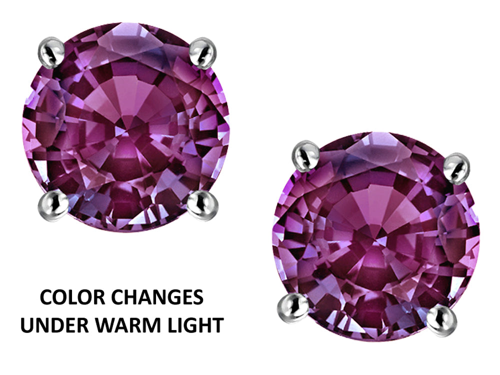 Star K Round 7mm Simulated Alexandrite Classic Screw Back Stud Earrings