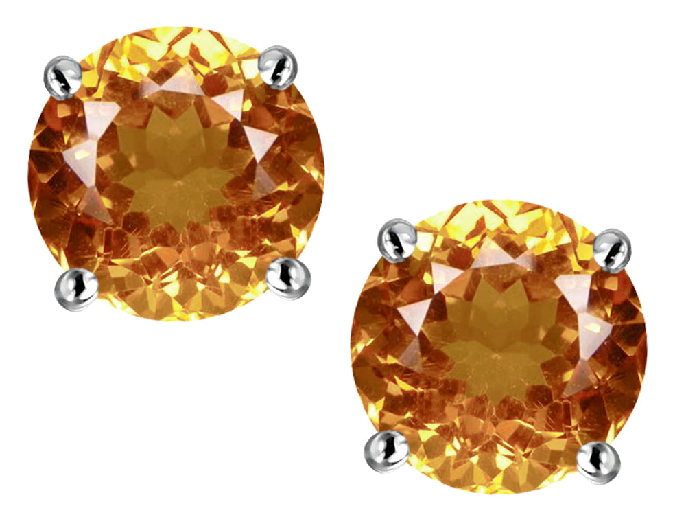 Star K Round 7mm Simulated Imperial Yellow Topaz Classic Screw Back Stud Earrings