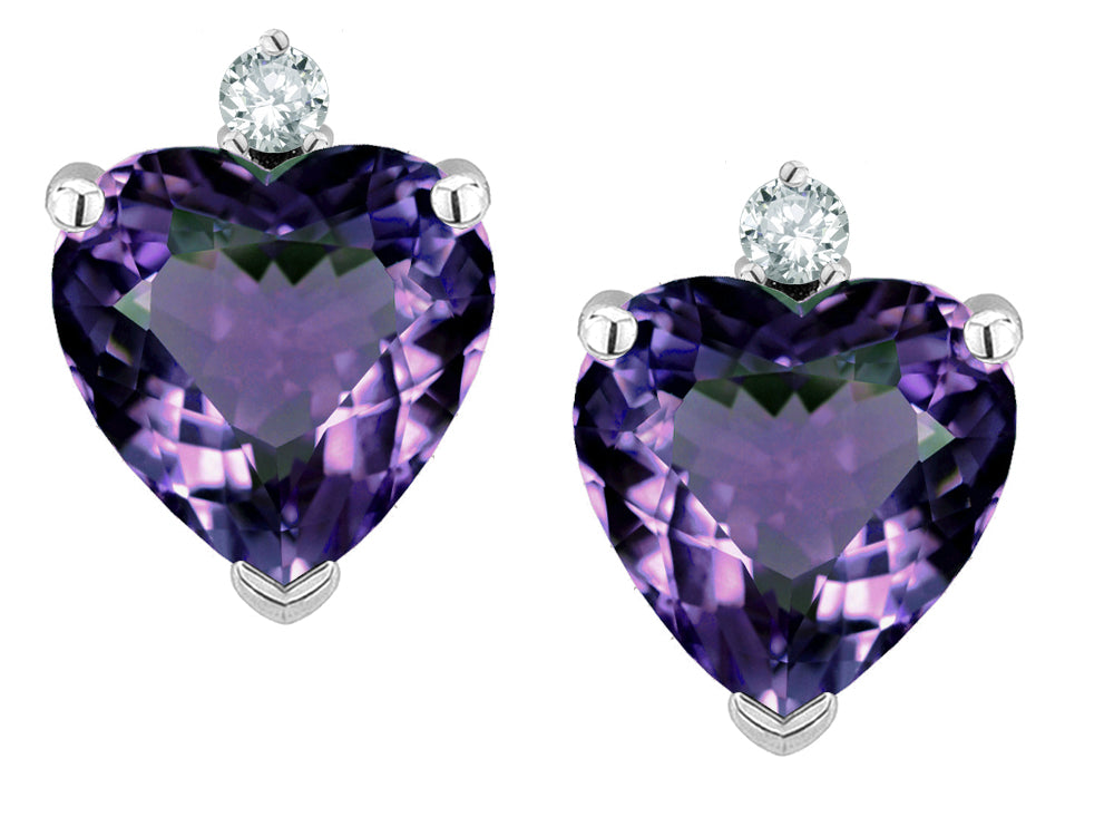Star K Heart Shape 7mm Simulated Alexandrite Earrings Studs