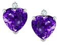 Star K Heart Shape 7mm Genuine Amethyst Earrings Studs