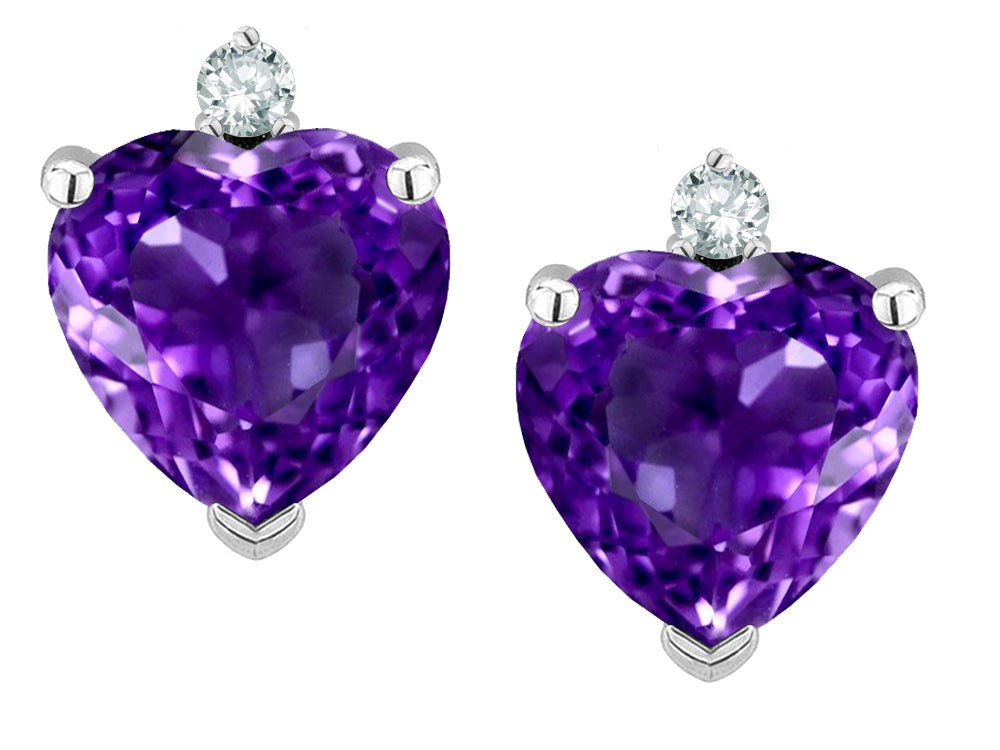 Star K Heart Shape 7mm Genuine Amethyst Earrings Studs