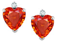 Star K Heart Shape 7mm Simulated Orange Mexican Fire Opal Earrings Studs