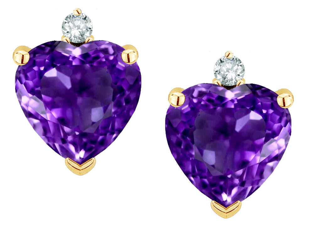 Star K Heart Shape Genuine Amethyst Earrings Studs