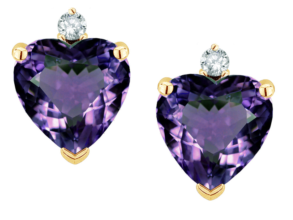 Star K Heart Shape Simulated Alexandrite Earrings Studs