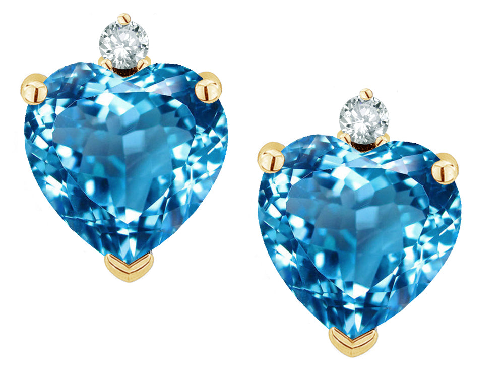 Star K Heart Shape Genuine Blue Topaz Earrings Studs