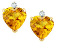 Star K Heart Shape Genuine Citrine Earrings Studs