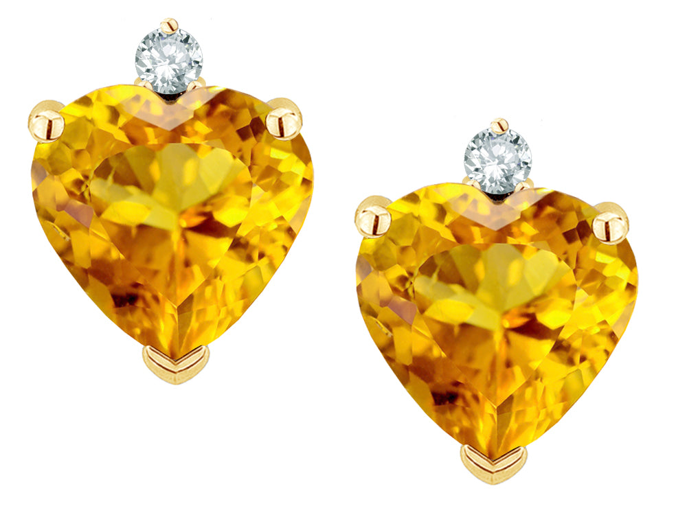 Star K Heart Shape Genuine Citrine Earrings Studs
