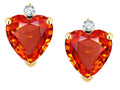 Star K Heart Shape Simulated Orange Mexican Fire Opal Earrings Studs