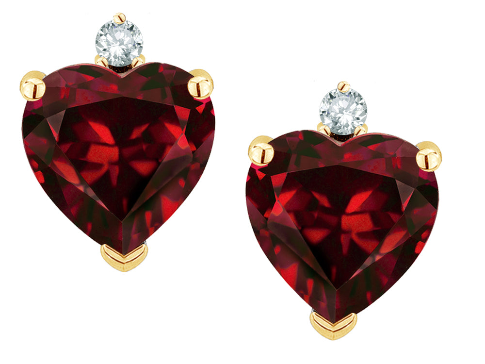 Star K Heart Shape Genuine Garnet Earrings Studs