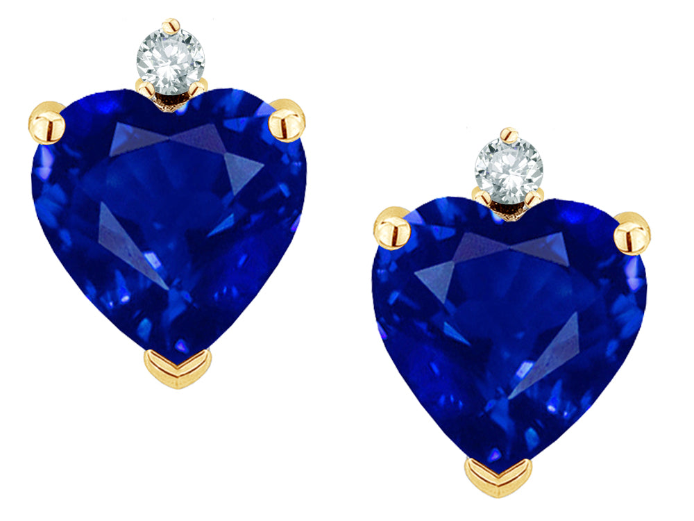 Star K Heart Shape Created Sapphire Earrings Studs