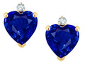 Star K Heart Shape Created Sapphire Earrings Studs