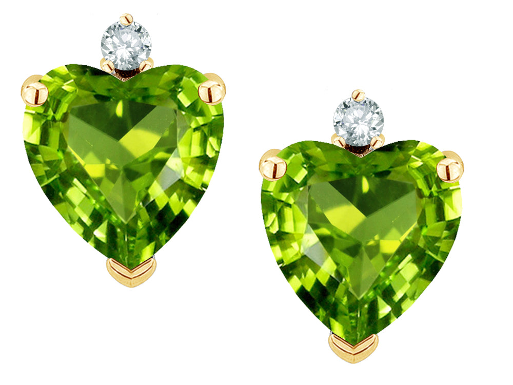 Star K Heart Shape Genuine Peridot Earrings Studs