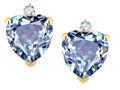 Star K Heart Shape Simulated Aquamarine Earrings Studs