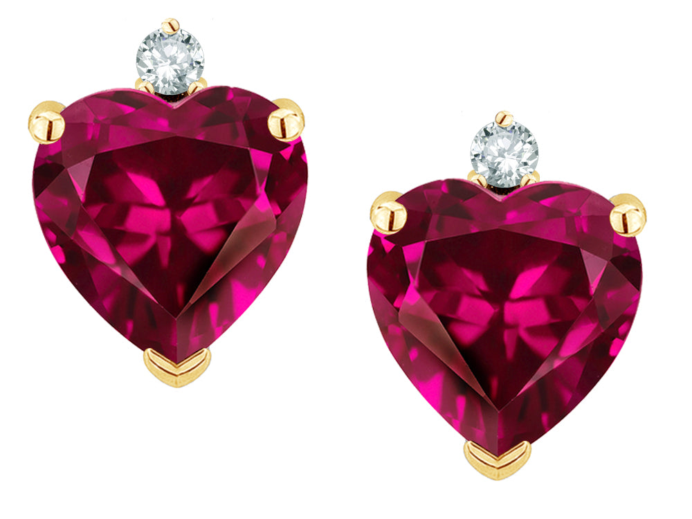 Star K Heart Shape Simulated Pink Tourmaline Earrings Studs