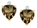 Star K Heart Shape Genuine Smoky Quartz Earrings Studs