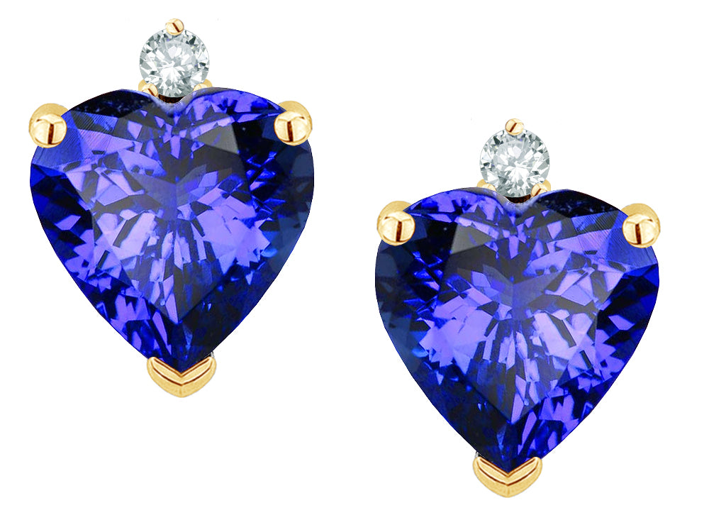 Star K Heart Shape Simulated Tanzanite Earrings Studs