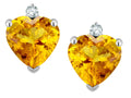 Star K Classic Heart Shape 2 stone Genuine Citrine Earrings Studs