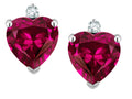 Star K Classic Heart Shape 2 stone Simulated Pink Tourmaline Earrings Studs