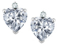 Star K Classic Heart Shape 2 stone Genuine White Topaz Earrings Studs