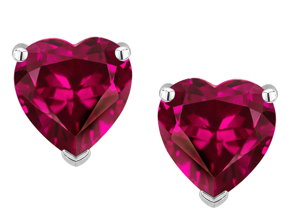 Star K Heart Shape 6mm Simulated Pink Tourmaline Earrings Studs