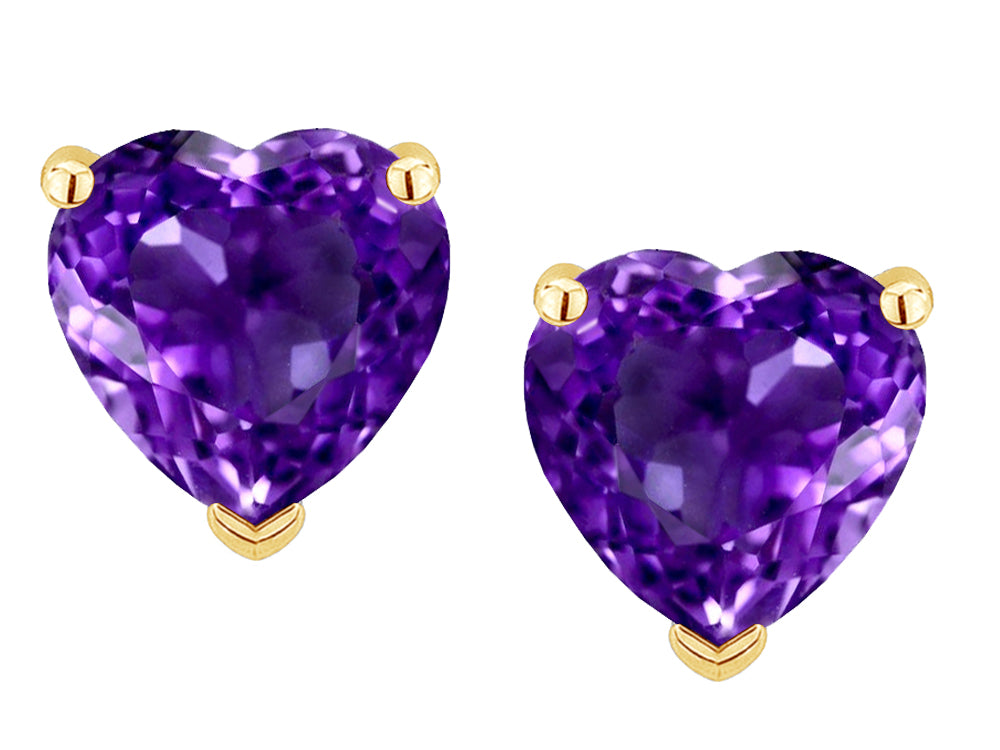 Star K Heart Shape 6mm Genuine Amethyst Earrings Studs