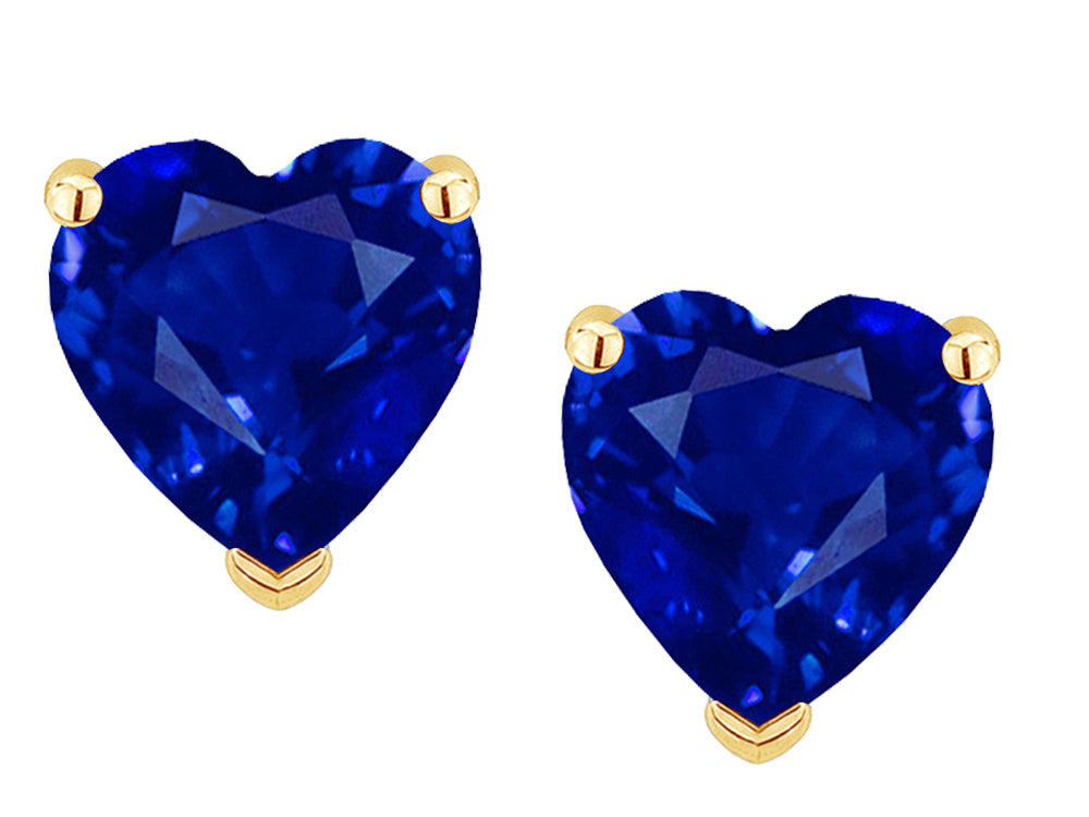 Star K Heart Shape 6mm Created Sapphire Earrings Studs