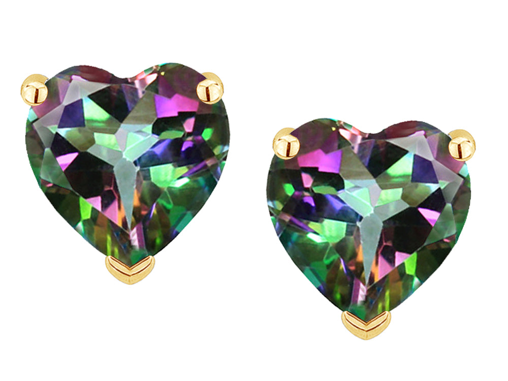 Star K Heart Shape 6mm Rainbow Mystic Topaz Earrings Studs