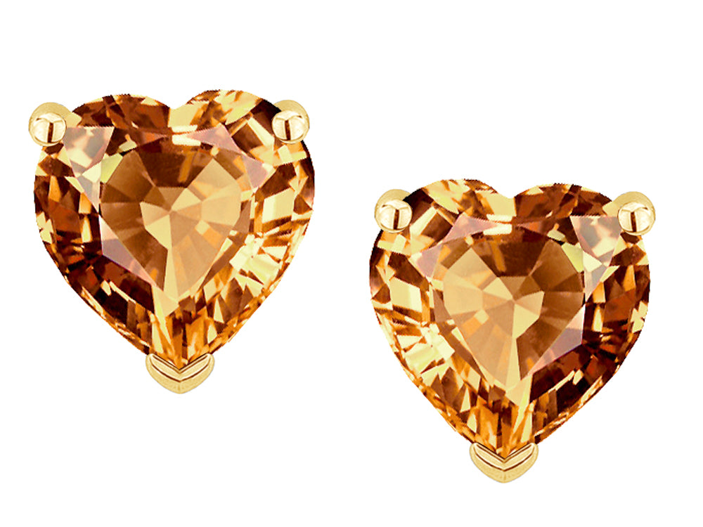 Star K Heart Shape 6mm Simulated Imperial Yellow Topaz Earrings Studs