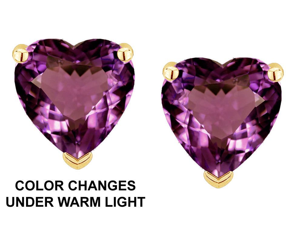Star K Heart Shape 6mm Simulated Alexandrite Earrings Studs