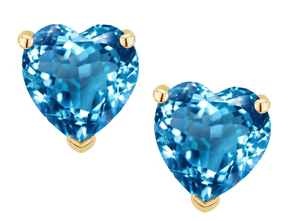 Star K Heart Shape 6mm Genuine Blue Topaz Earrings Studs