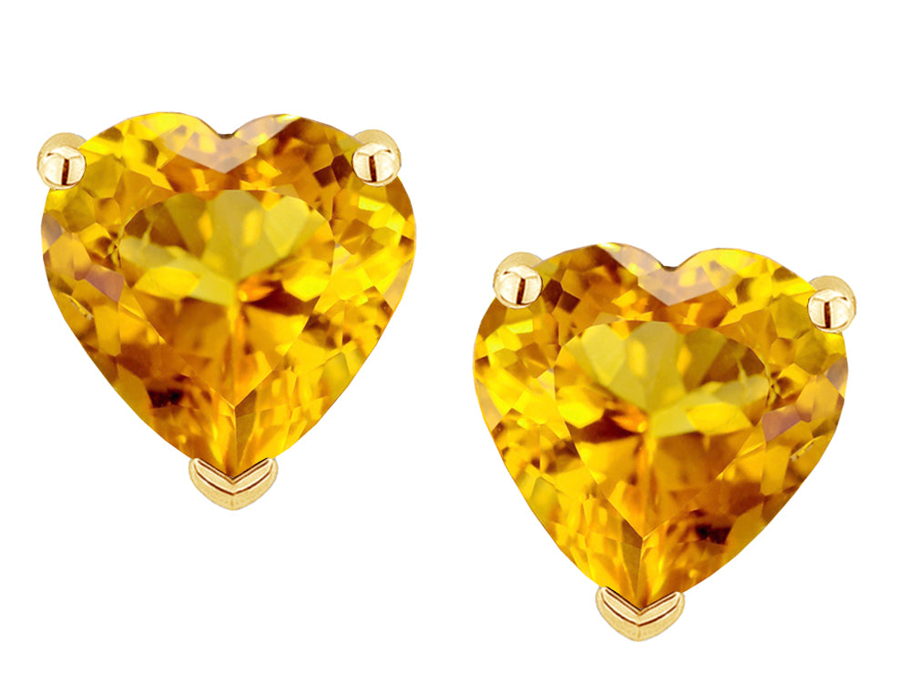 Star K Heart Shape 6mm Genuine Citrine Earrings Studs