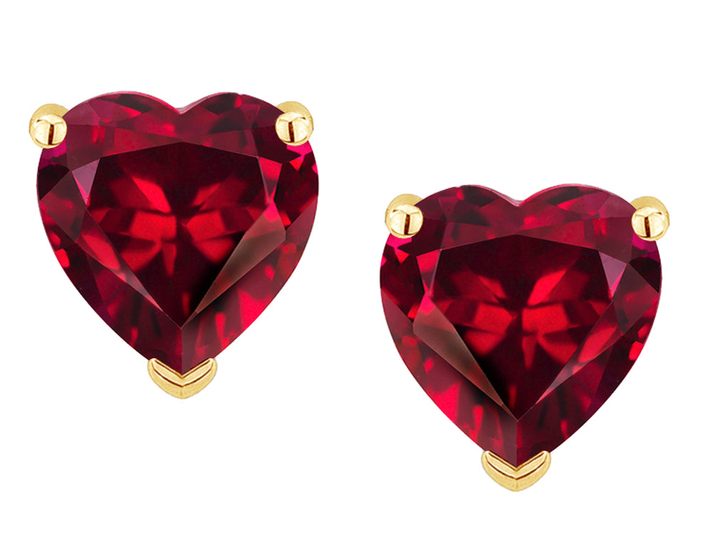 Star K Heart Shape 6mm Created Ruby Earrings Studs