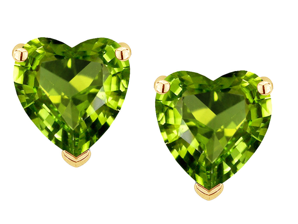 Star K Heart Shape 7mm Genuine Peridot Earrings Studs