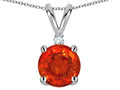 Star K Classic Round 7mm One Stone Simulated Orange Mexican Fire Opal Pendant Necklace