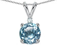 Star K Classic Round 7mm One Stone Simulated Aquamarine Pendant Necklace