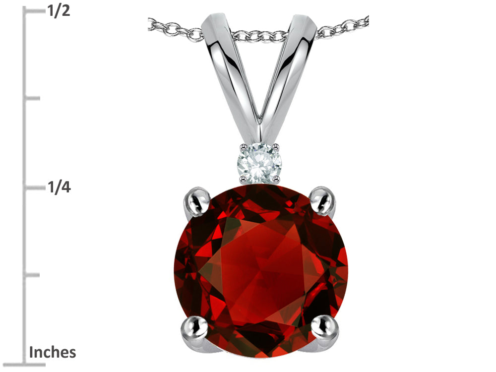 Star K Classic Round 7mm One Stone Genuine Garnet Pendant Necklace