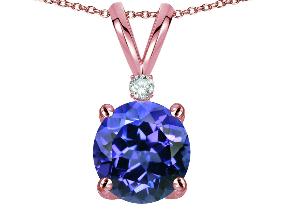 Star K Classic Round 7mm One Stone Simulated Tanzanite Pendant Necklace