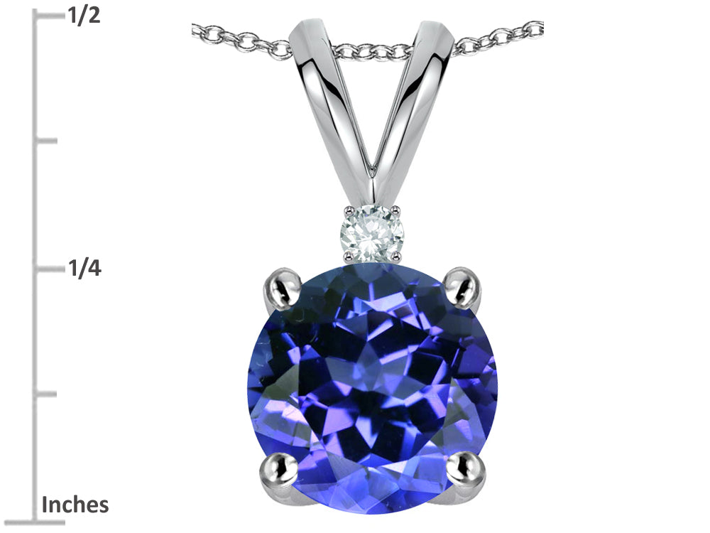 Star K Classic Round 7mm One Stone Simulated Tanzanite Pendant Necklace