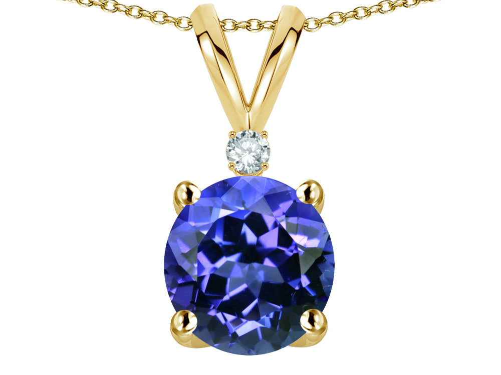 Star K Classic Round 7mm One Stone Simulated Tanzanite Pendant Necklace