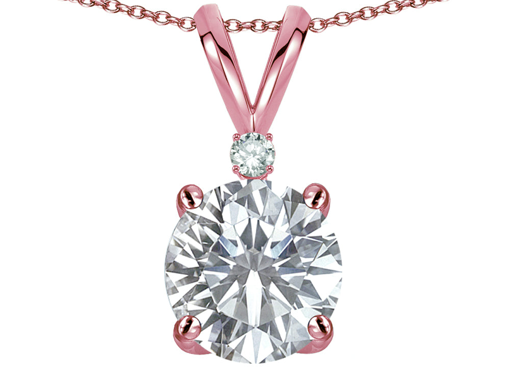 Star K Classic Round 7mm One Stone Genuine White Topaz Pendant Necklace