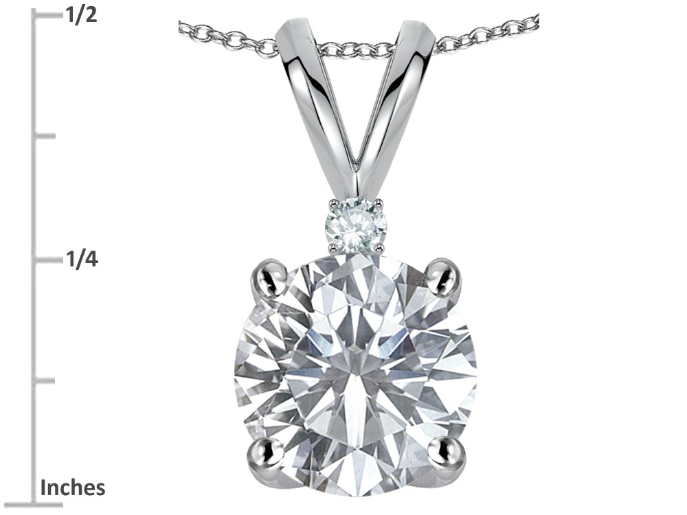 Star K Classic Round 7mm One Stone Genuine White Topaz Pendant Necklace