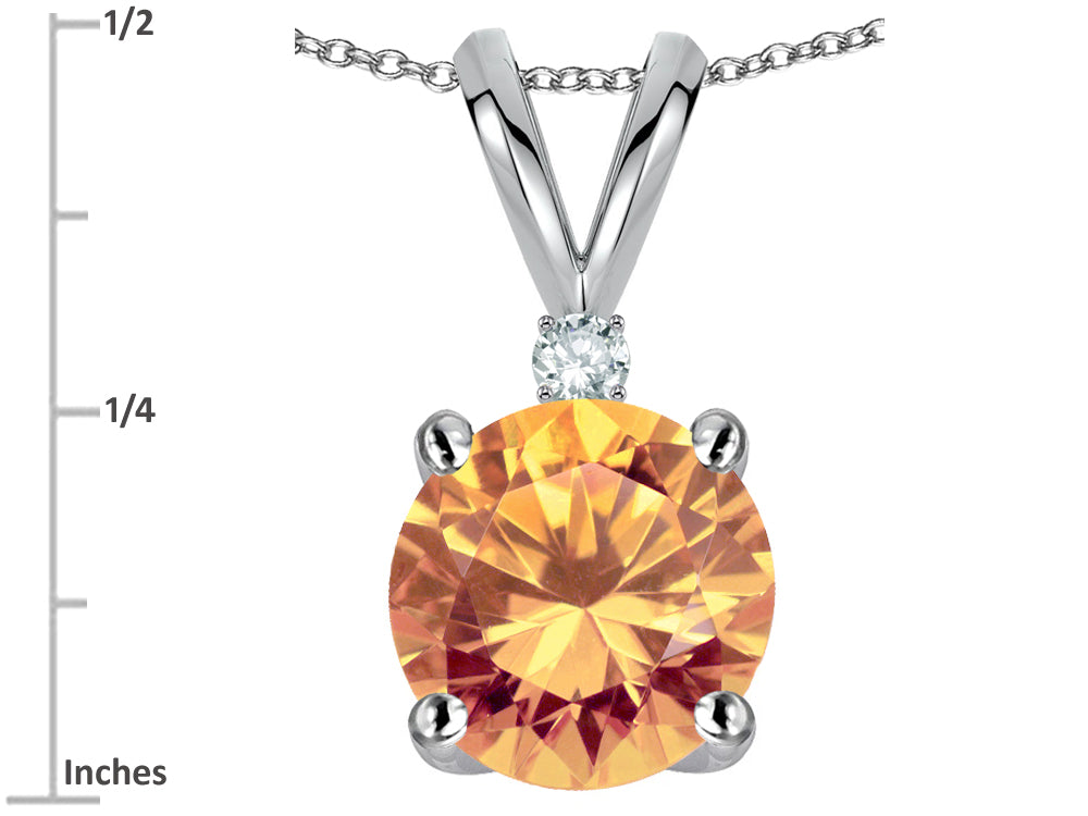 Star K Classic Round 7mm One Stone Simulated Imperial Yellow Topaz Pendant Necklace