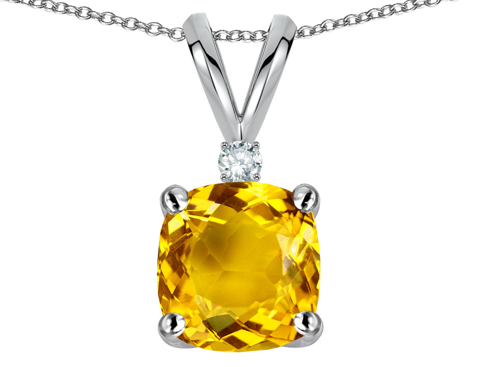 Star K 7mm Cushion-Cut Genuine Citrine Pendant Necklace