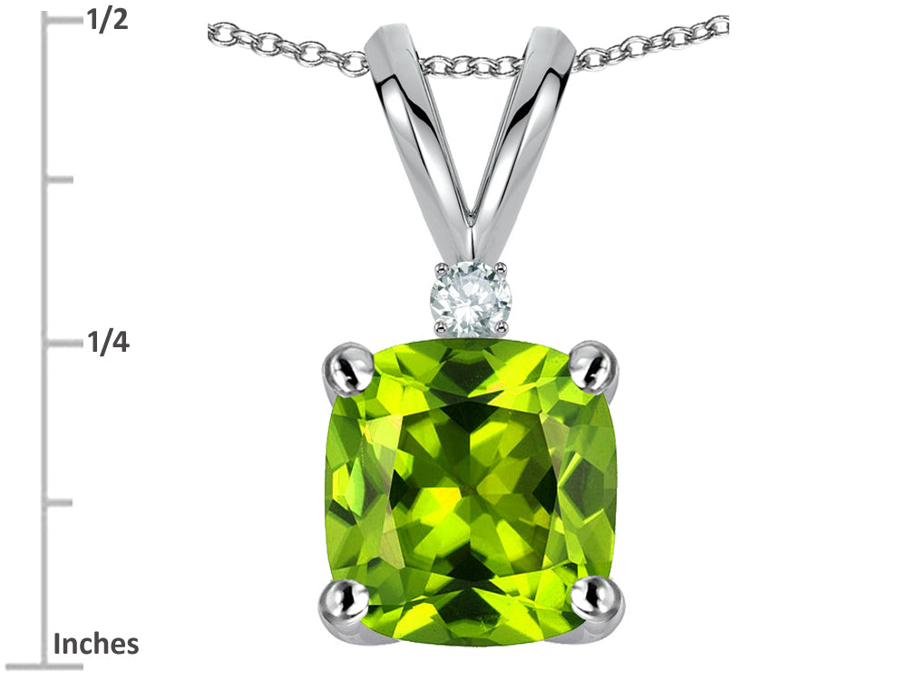 Star K 7mm Cushion-Cut Genuine Peridot Pendant Necklace