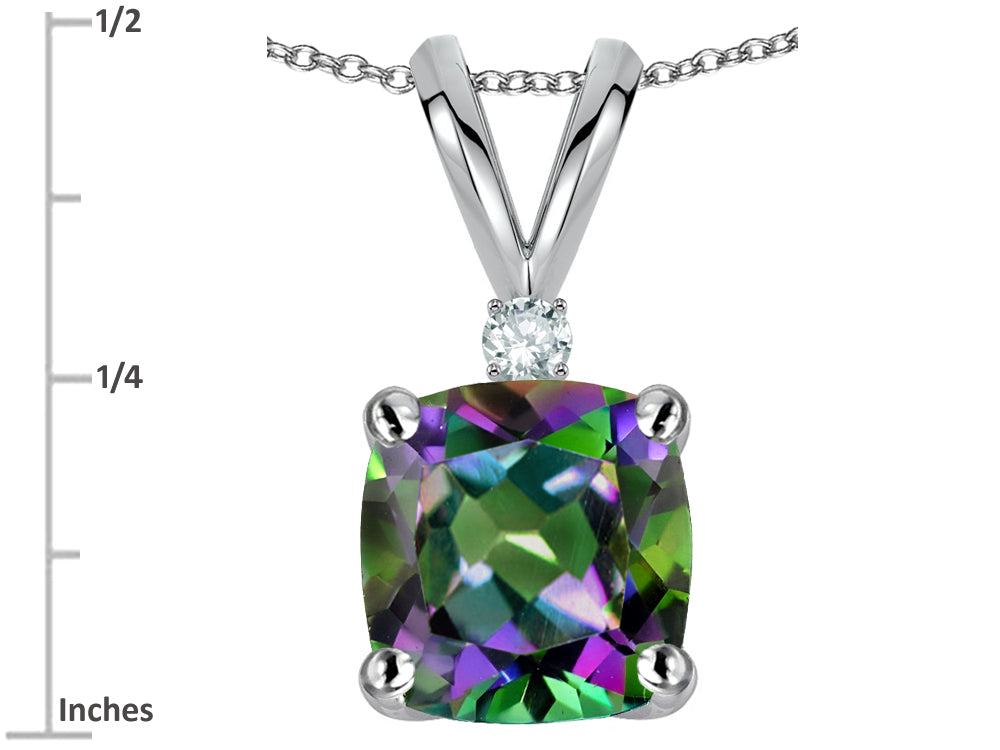 Star K 7mm Cushion-Cut Rainbow Mystic Topaz Pendant Necklace