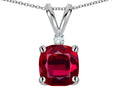 Star K 7mm Cushion-Cut Created Ruby Pendant Necklace